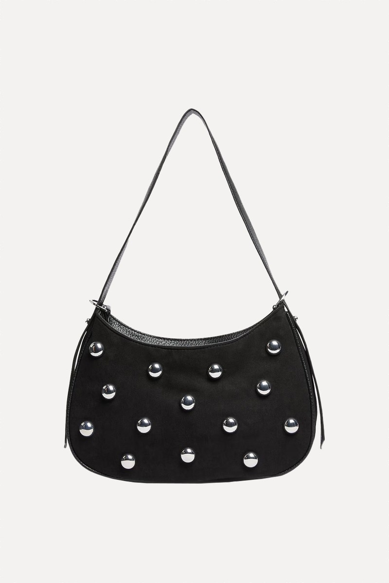Faux Suede Studded Shoulder Bag from F&F