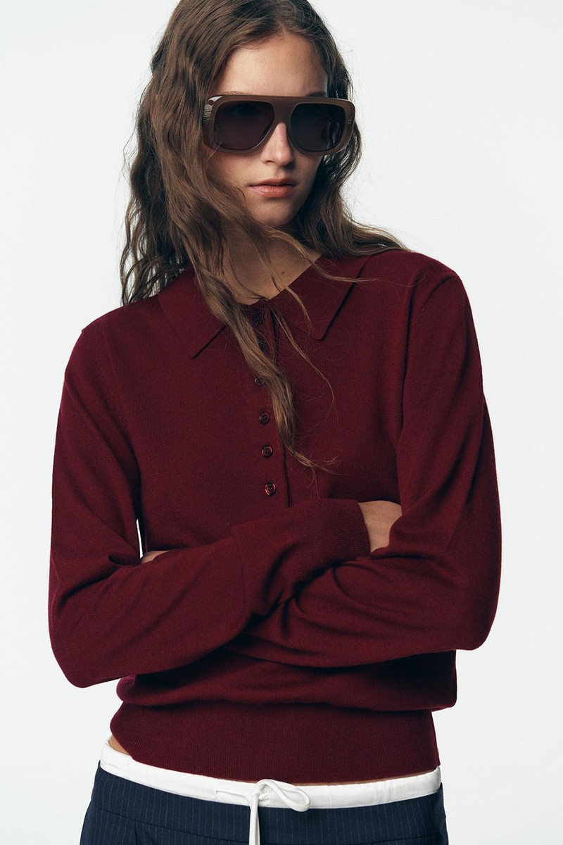 Plain Knit Polo Shirt