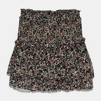 Printed Mini Skirt With Ruffle Trims from Zara