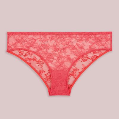  Bold Lace Bikini Brief In Bright Coral 