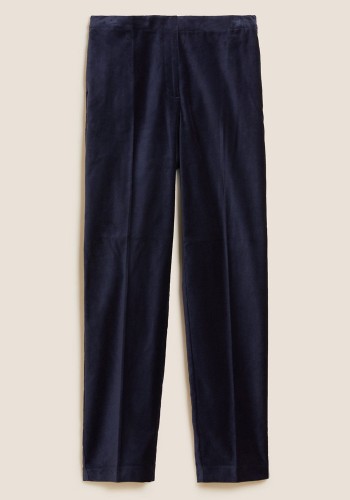 Velvet Slim Fit Ankle Grazer Trousers