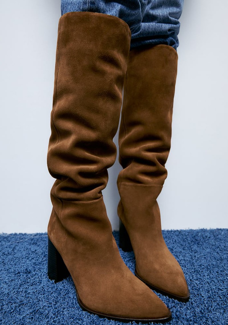 Split Suede Heeled Boots from Zara