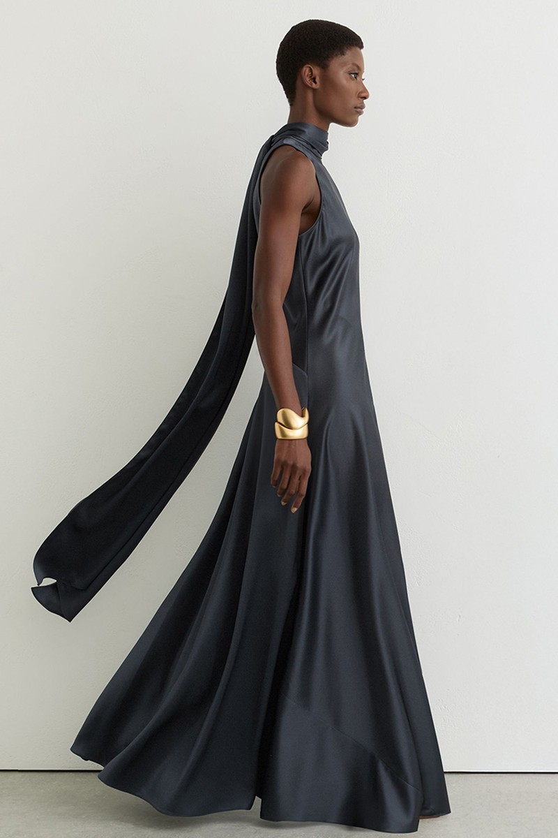 Fae Satin Cape Maxi Dress from Reiss