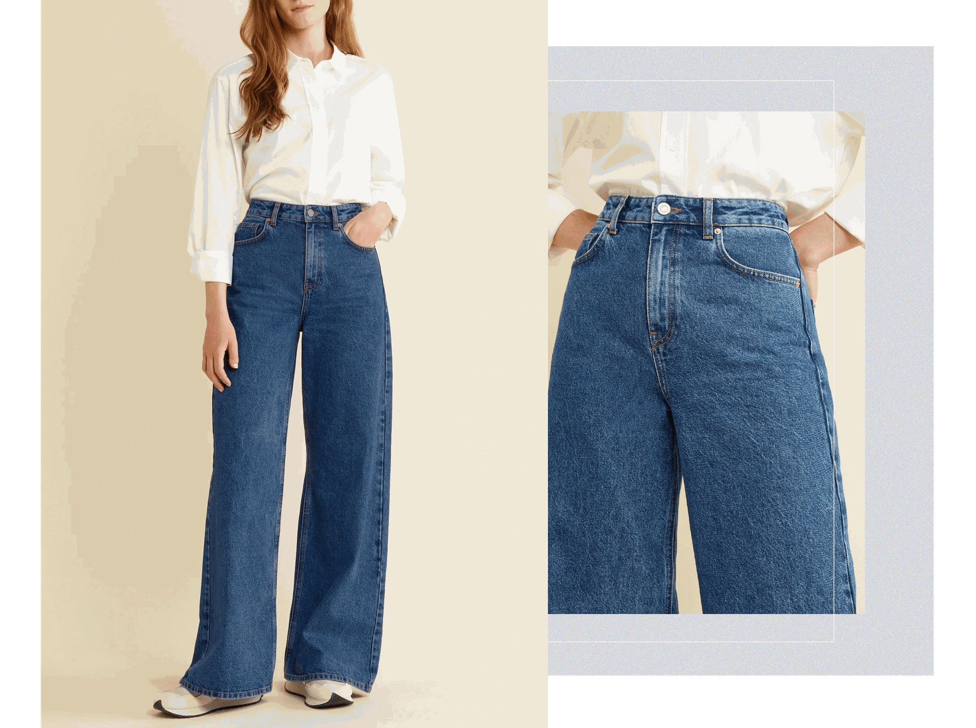Indigo Full Length Wide Leg Jean, £75 | Albaray