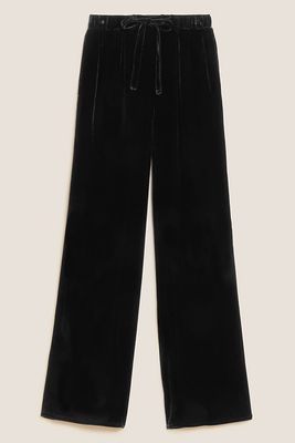 Silk Velvet Drawstring Wide Leg Trousers from Marks & Spencer