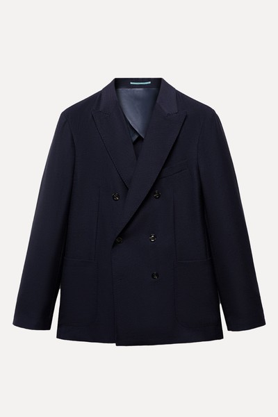 100% Virgin Wool Twill Double-Breasted Jacket from Mango