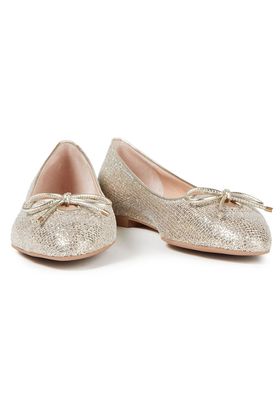 Gabby Bow-Embellished Glittered Lurex Ballet Flats from Stuart Weitzman