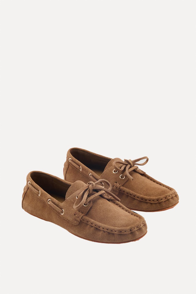 Suede Boat Shoes With Laces