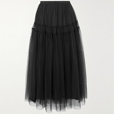 Lottie Tiered Gathered Tulle Midi Skirt, £580 | Molly Goddard