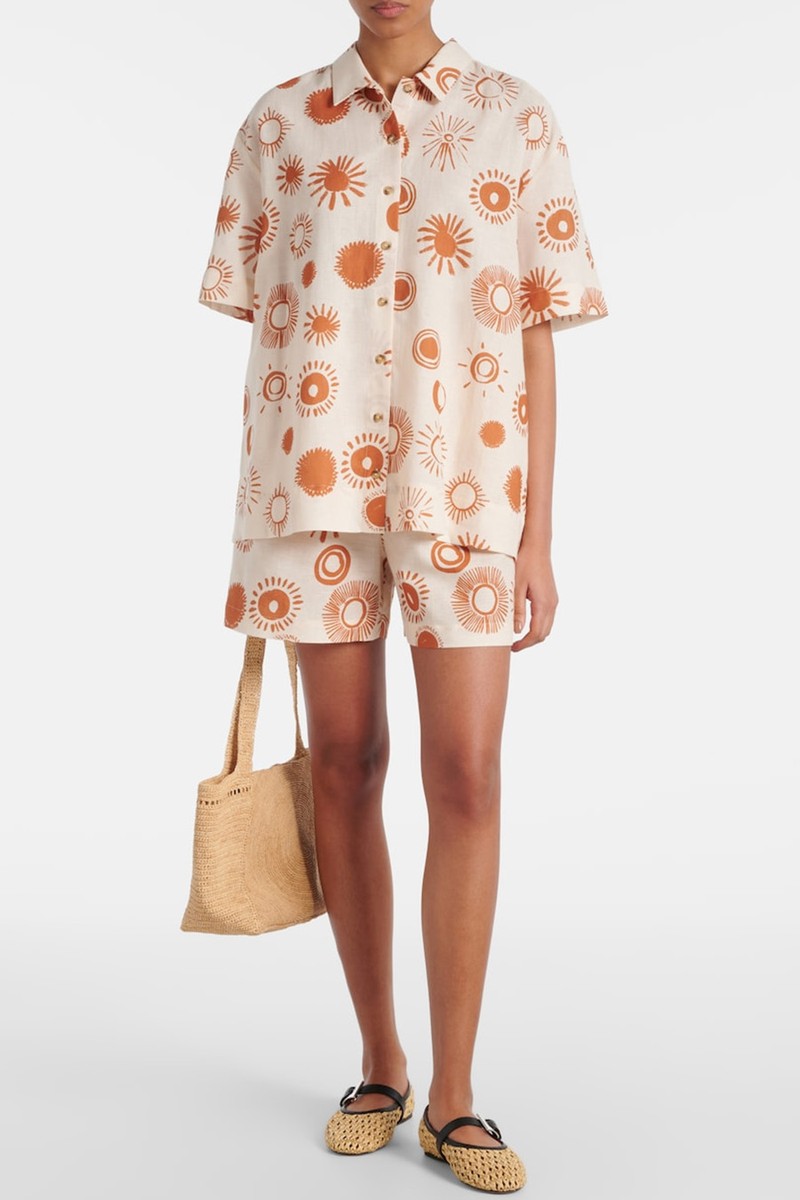 Dallas Printed Linen & Cotton Shorts from Asceno
