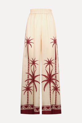 Palm Tree-Print Wide Leg Trousers from La DoubleJ