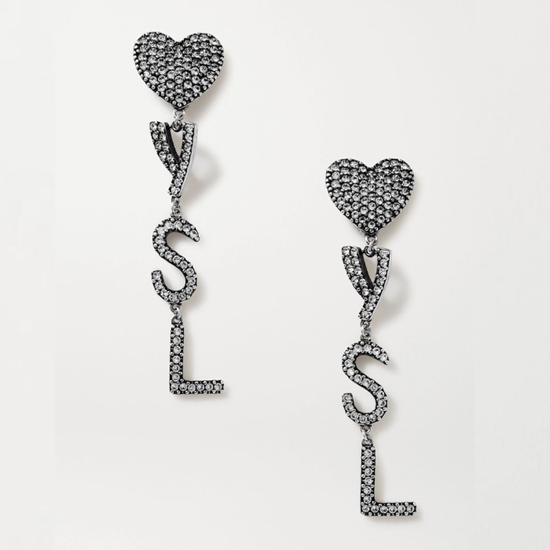 Silver-Tone Crystal Clip Earrings from Saint Laurent