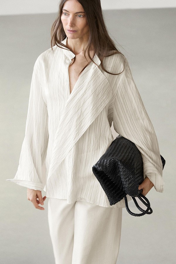 Striped Flowing Wrap Shirt