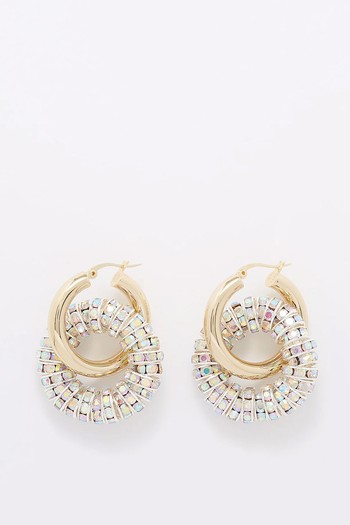 Les Grand Crystal Hoop Earrings from Pearl Octopussy