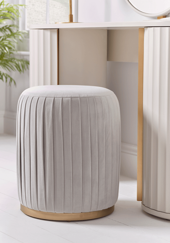 Pleated Velvet Footstool 