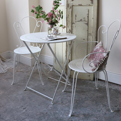 Restored Vintage French Folding Garden Table & Chair