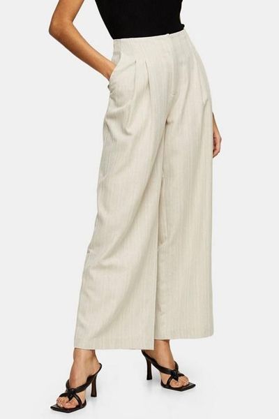 Herringbone Wide Leg Trousers from Topshop