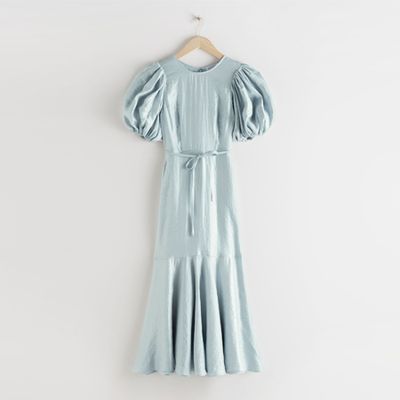 Metallic Crepe Puff Sleeve Midi Dress from & Other Stories