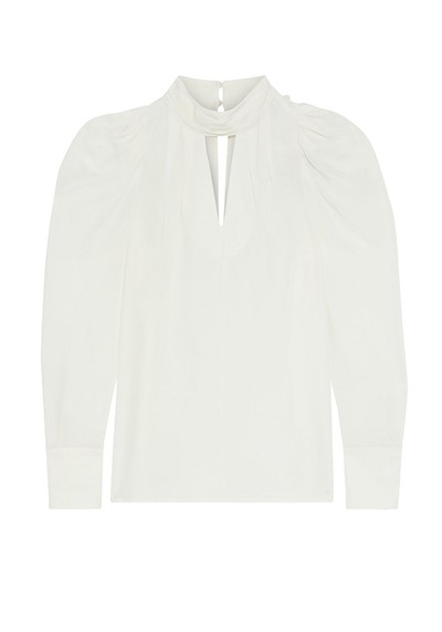 Cutout Pleated Silk Crepe De Chine Blouse from Iris & Ink 