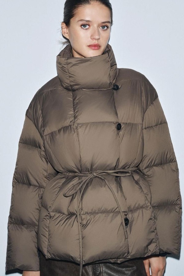 Short Puffer Jacket With Belt from Zara