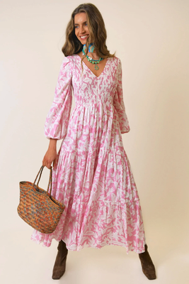 Brooke Pastel Pink Palm Maxi Dress, £285