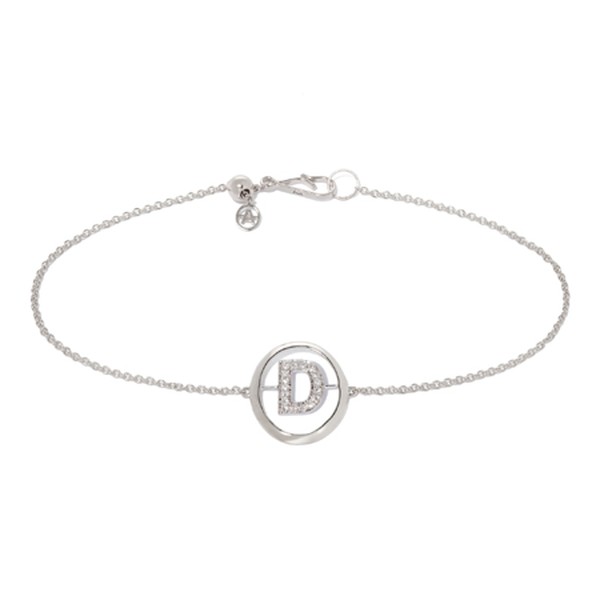  18ct White Gold Diamond Initial D Bracelet