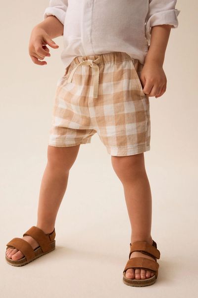 Linen Blend Pull-On Shorts 