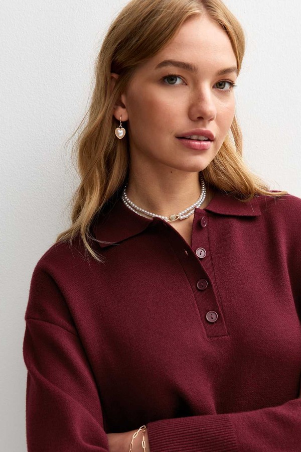 Compact Knit Buttoned Collar Polo Shirt
