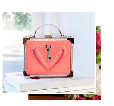 Giles x Aspinal Mini Trunk in Coral Satin