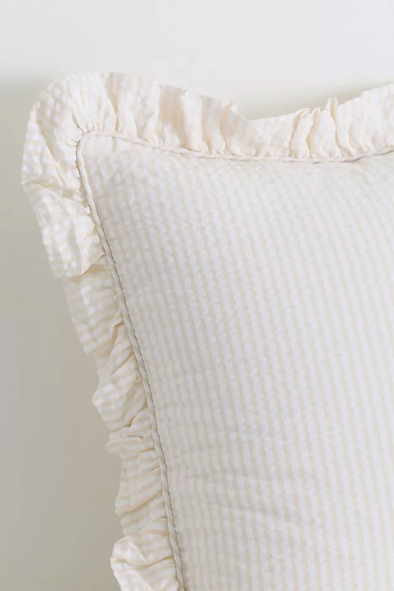 Bridget Cotton Yarn-Dyed Seersucker Ruffle Cushion