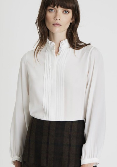 Pintuck Frill Collar Shirt