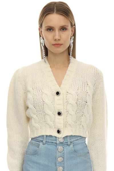 Cropped Waved Alpaca Wool Cardigan from Alessandra Rich