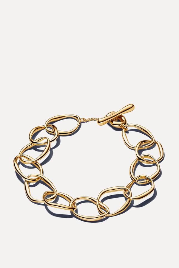 Organically Shaped Link Bracelet 14k Gold Plating