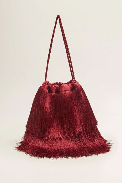 Satin Fringed Bag from Mango