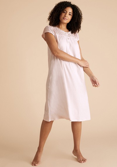 Pure Cotton Broderie Trim Nightdress from M&S