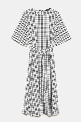 Checked Dress With Belt from Zara