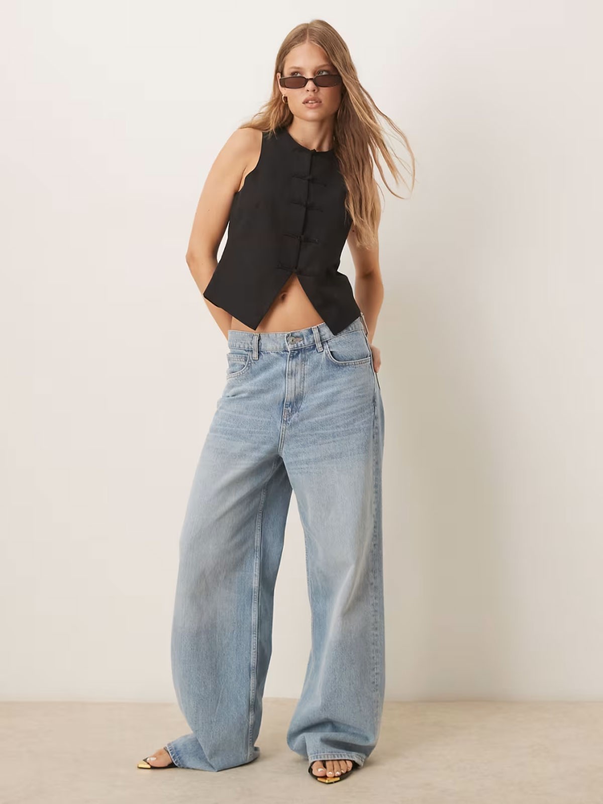 Linen Blend Round Neck Wasitcoat With Knot Front Detail Fastening from Mango