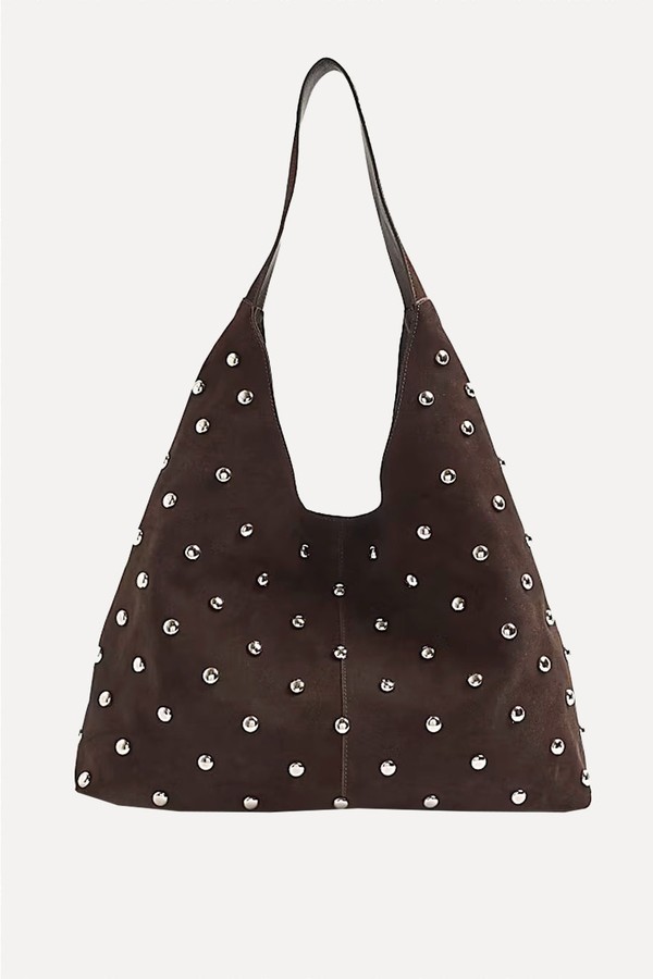 Suede Studded Slouch Shoulder Bag from River Island