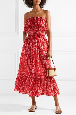  Sabine Strapless Printed Cotton-Voile Maxi Dress from Lisa Marie Fernandez