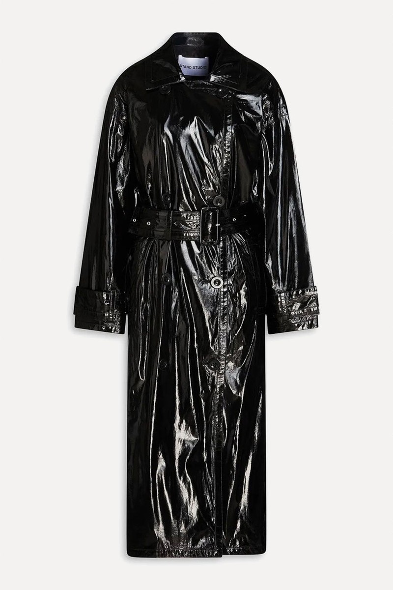 Katharina Faux Patent-Leather Trench Coat from Stand Studio