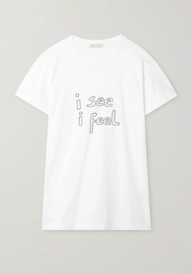 I See I Feel Embroidered Cotton Jersey T-Shirt from Bella Freud