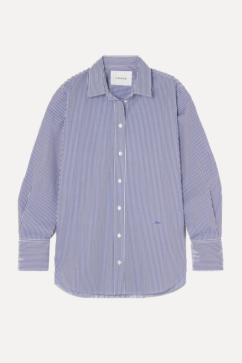 Oversized Striped Organic Cotton-Poplin Shirt from FRAME