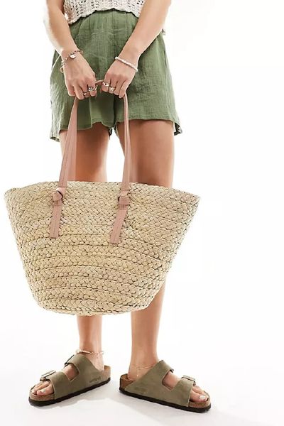 Shoulder Straw Beach Tote Bag 