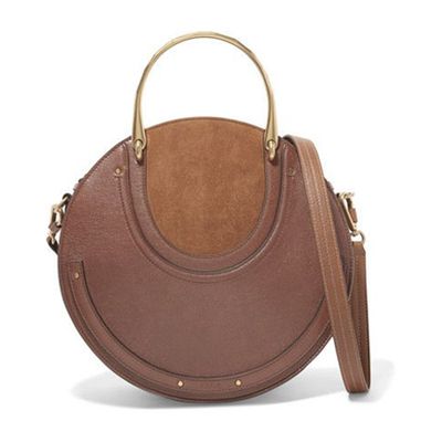 Pixie Suede and Textured Leather Shoulder Bag from Chloé