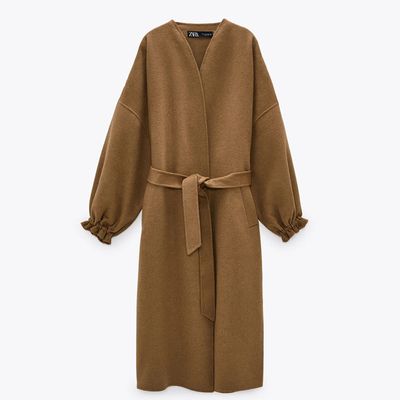 Wool Blend Coat With Belt from Zara