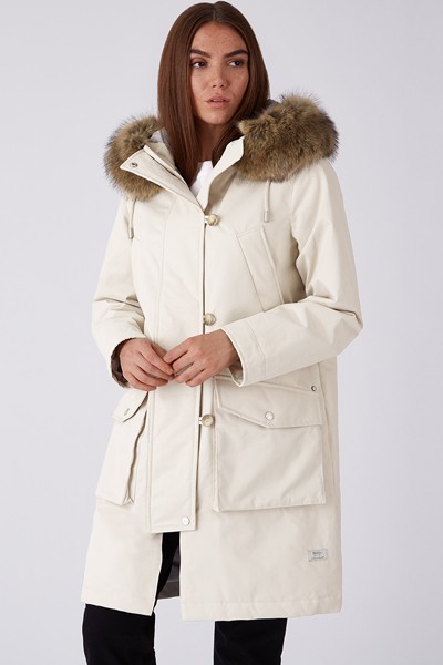 ARIA Faux Fur Hoof Parka, Ivory