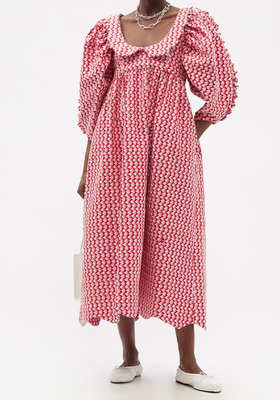 Naomi Embroidered Cotton-Blend Midi Dress