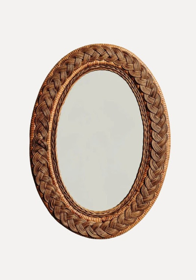 Serena Oval Rattan Mirror 