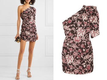 Lilia One-Shoulder Floral-Print Cotton Mini Dress from Isabel Marant