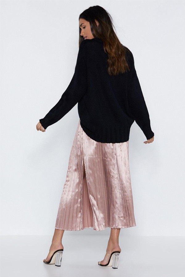 The Pleat is On Satin Skirt